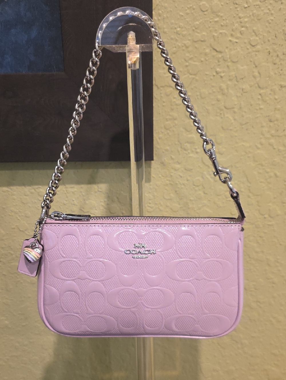 Coach Lavender/Purple Patent Mini Wristlet with Chain Strap - NWT